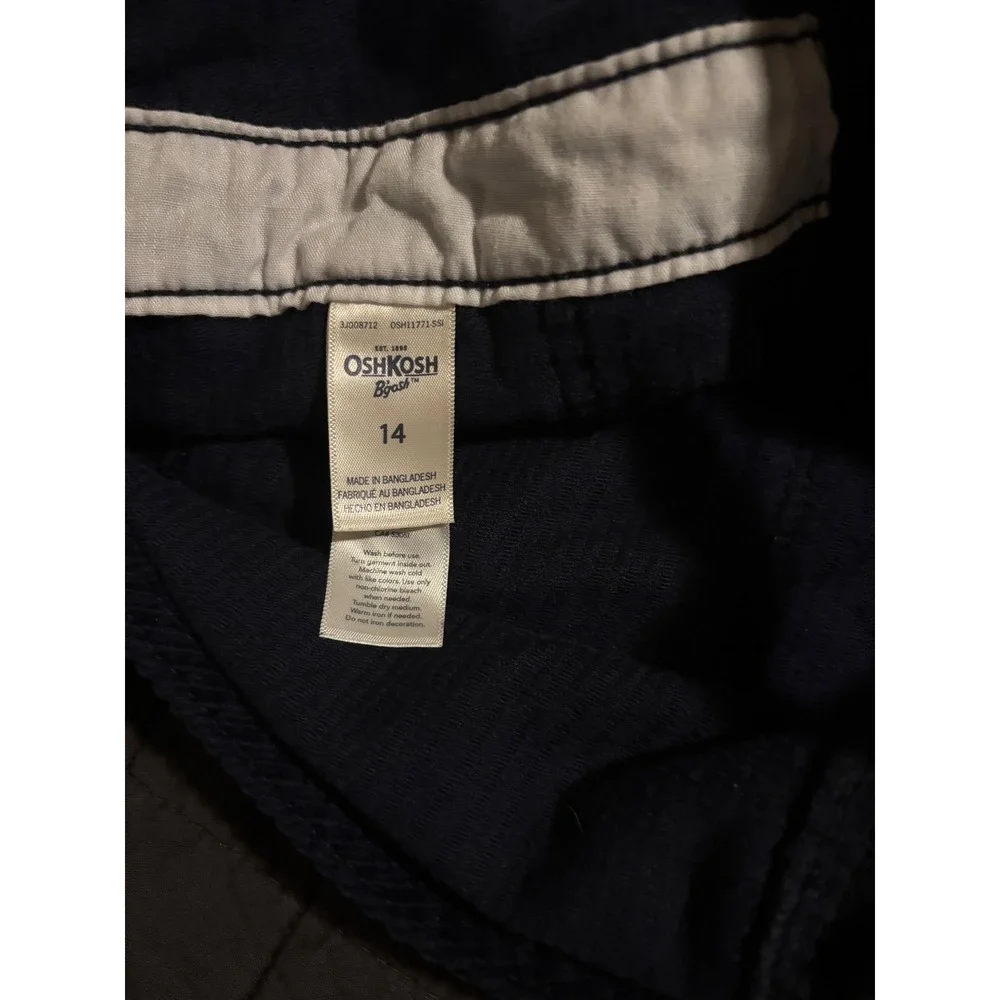 OshKosh Bgosh Girls Navy Blue Corduroy Jumper Dress Button Front Size 14