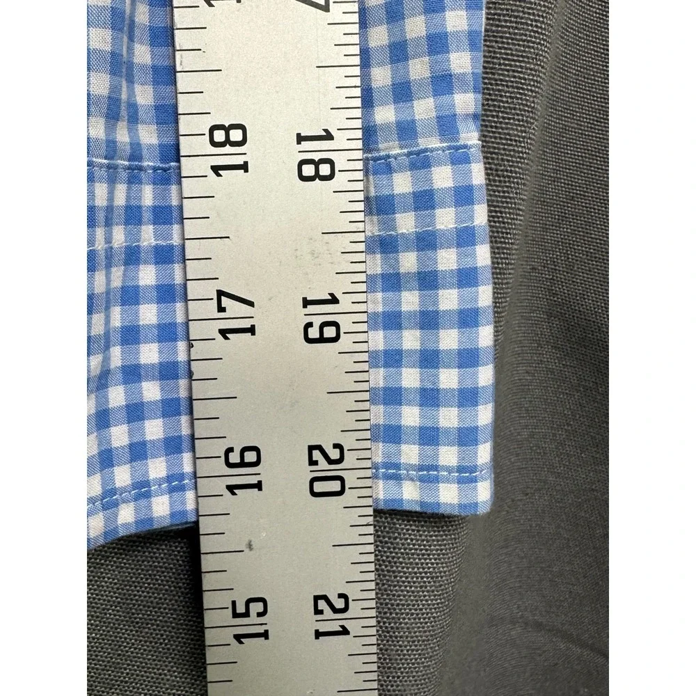 Ralph Lauren Boys Blue Gingham Natural Stretch Button Down‎ Shirt Size M 10-12