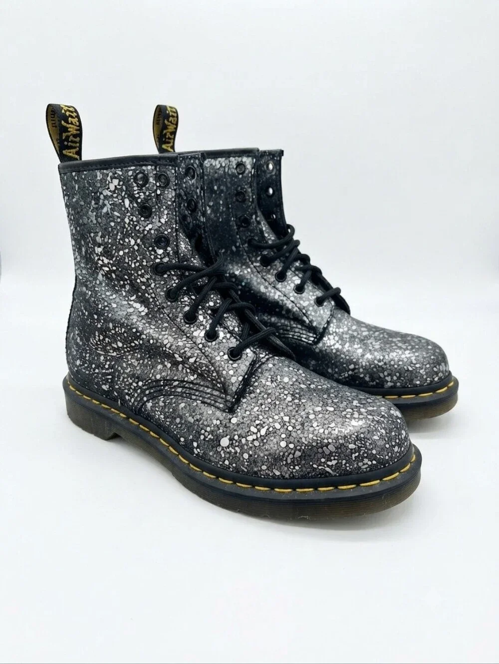 ​Dr. Martens Metallic Paint Splatter Combat Boots - US Men's 9, Women's 10