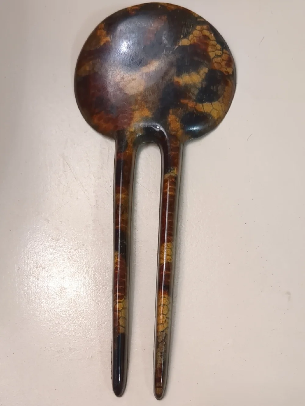 Vintage Tortoise Shell Hair Fork Black Brown Decorative Comb