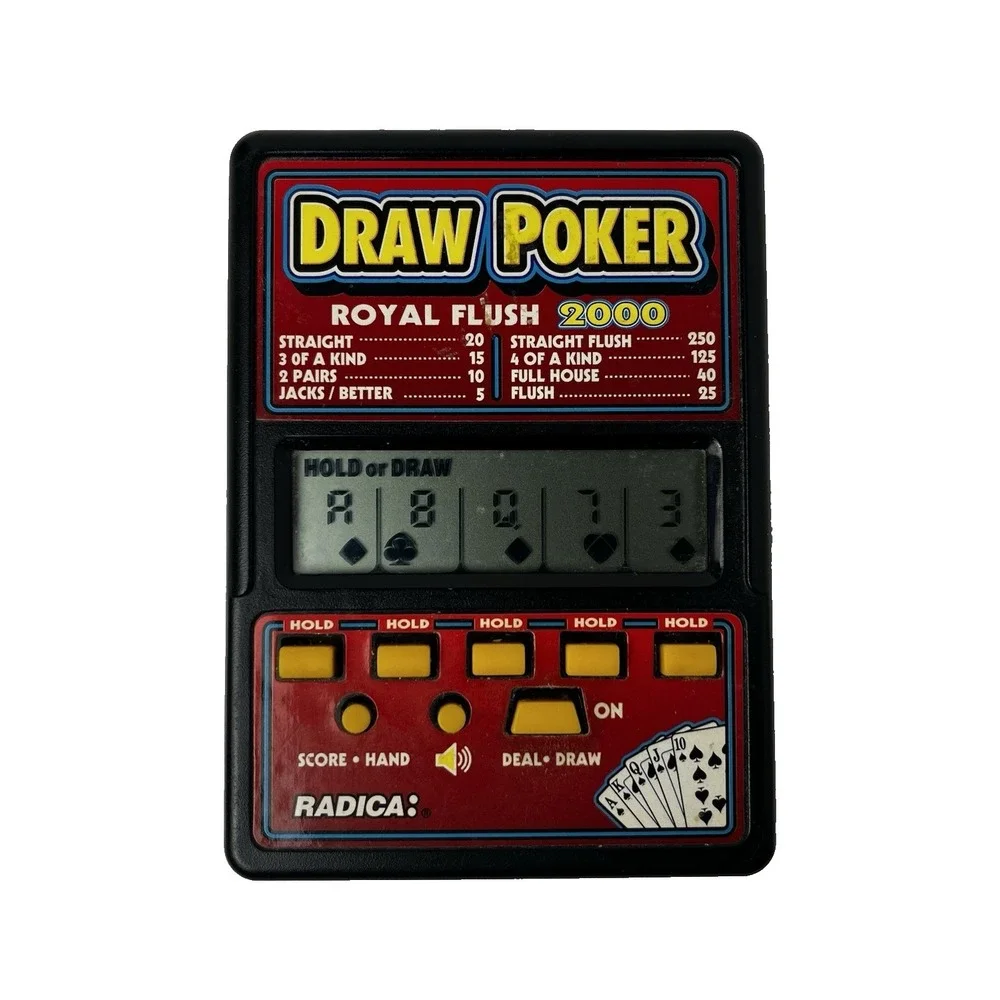 Vintage RADICA Draw Poker Royal Flush 2000 Handheld‎ Electronic Game Working