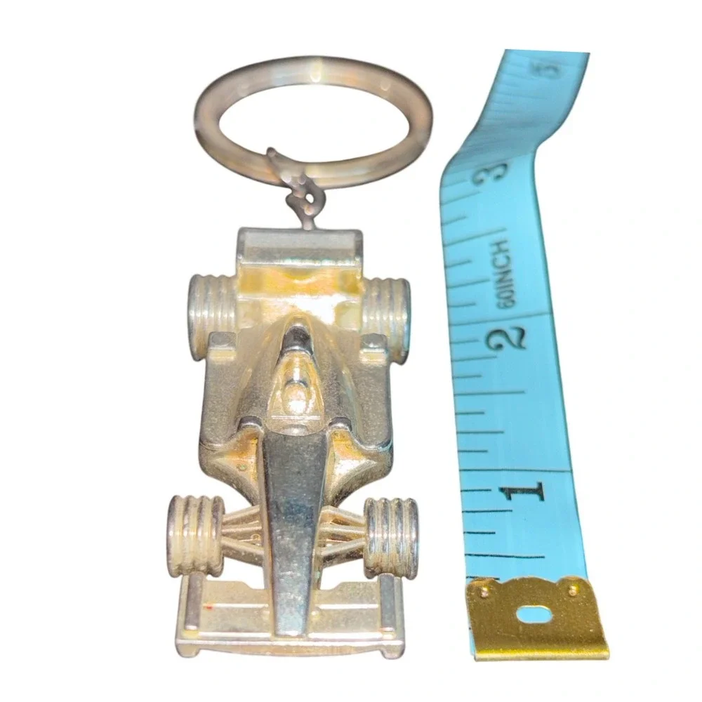 Vintage | Silver Tone | Formula 1 Race Car | Keychain‎ | F1 Sports Car Key Ring