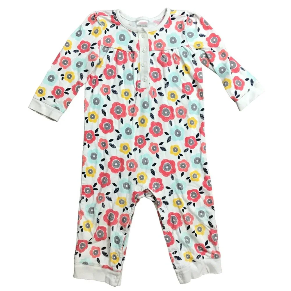 Gymboree‎ Knit One Piece Outfit Baby Size 12-18M Multicolor Floral Print Cotton