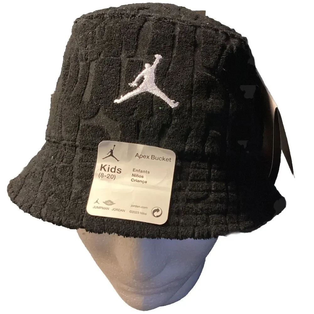Kids Jordan Fuel Up Cool‎ Down Terrycloth Bucket Hat Black/white NWT