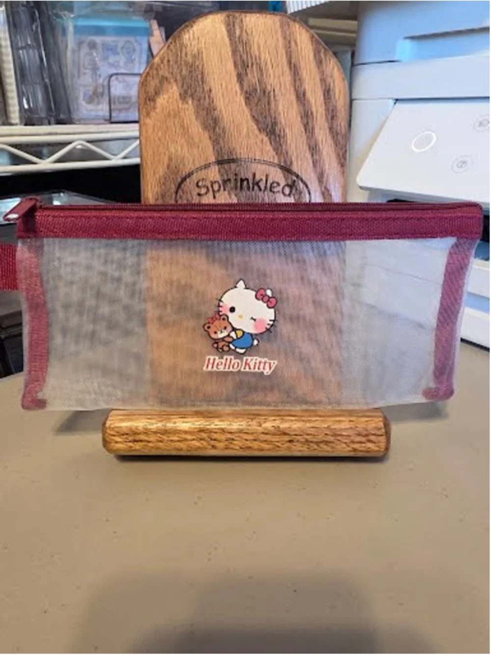 #HK-2346 Hello Kitty Mesh Pencil Pouch - Zippered - 8x3.5