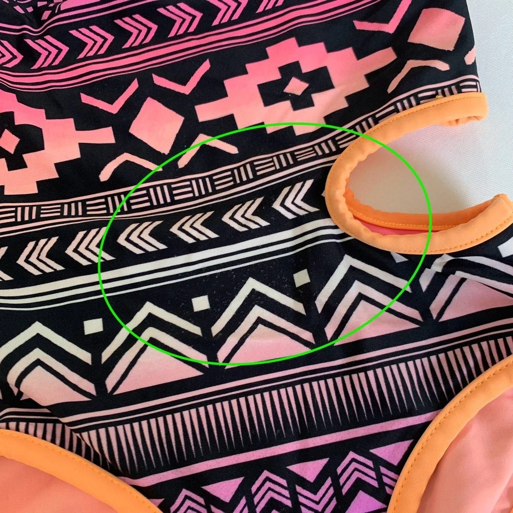 Justice One Piece Swimsuit Girls‎ 7/8 Reversible Pink Purple Tribal Cutout Boho