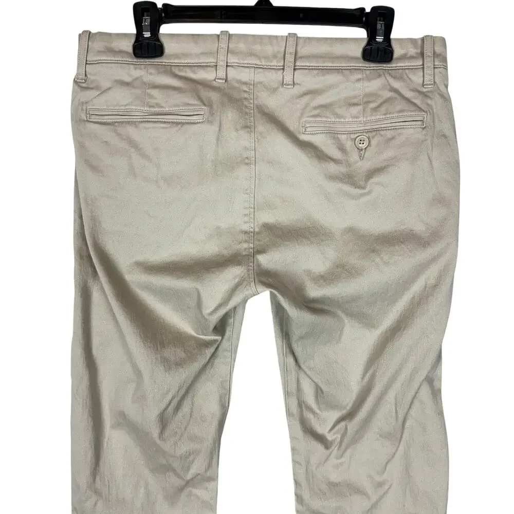 J.Crew 484 Chino Pants Mens 32x34 Beige Stretch Slim Fit‎ Mid-Rise Flat Front