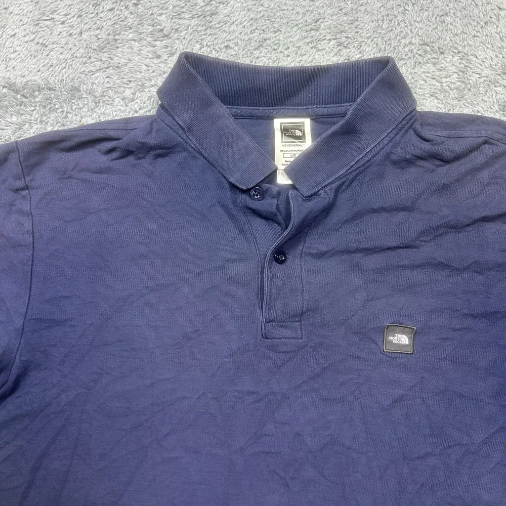 The North Face Polo Shirt Men's L‎ Navy Patch Logo Outdoor Short Sleeve Casual