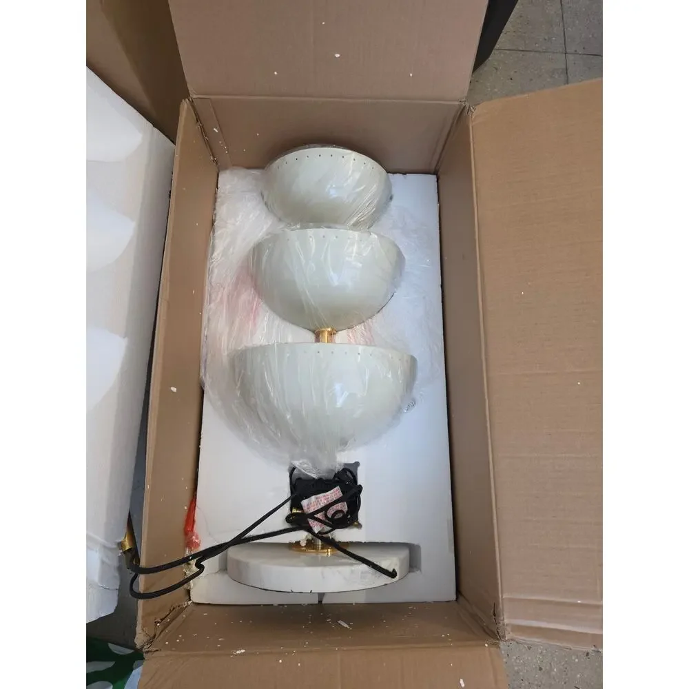 Jonathan Adler Floor Lamp 3 Light Fixture Lisbon Torchiere Marble Base & Brass
