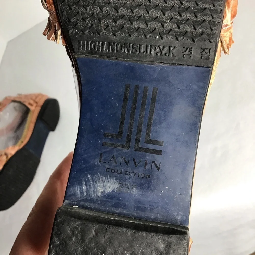 Lanvin Collection By Luxury Fashion House - Leather Espadrille Sandals Zip‎ Back