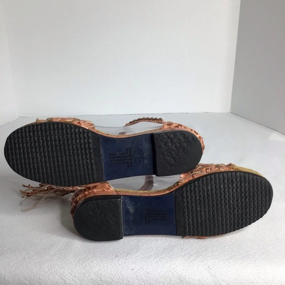 Lanvin Collection By Luxury Fashion House - Leather Espadrille Sandals Zip‎ Back
