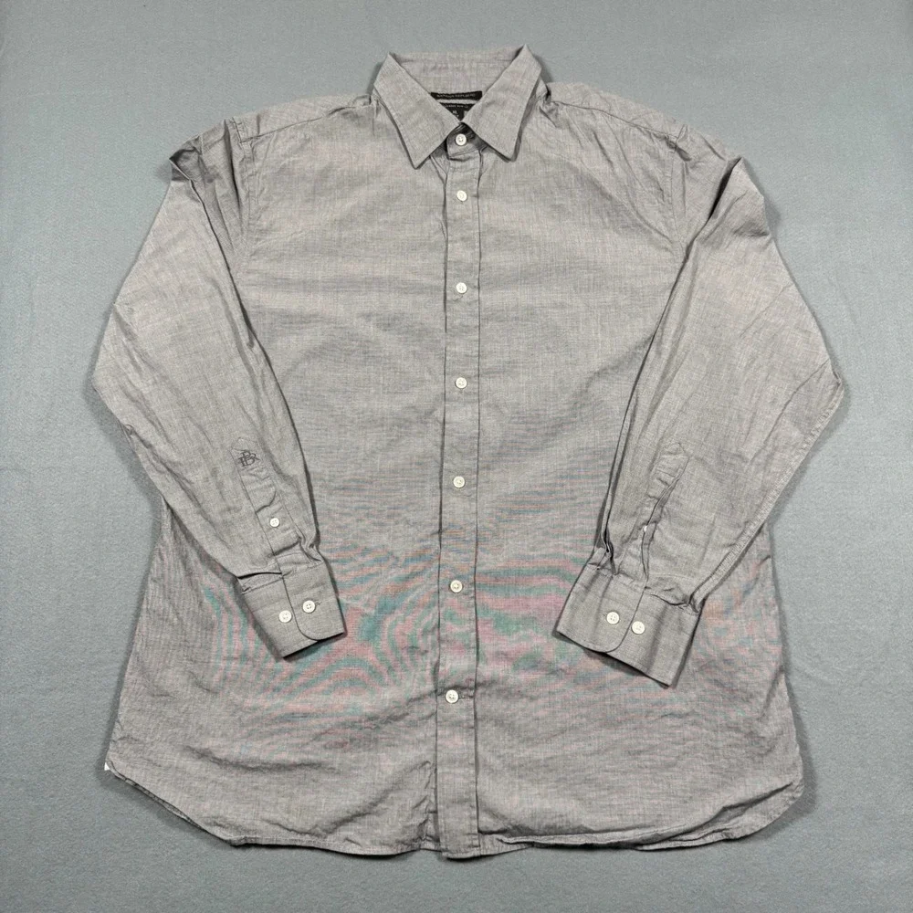 Banana Republic Mens XL Tailored Slim Fit Grey Micro Stripe Cotton Button Down