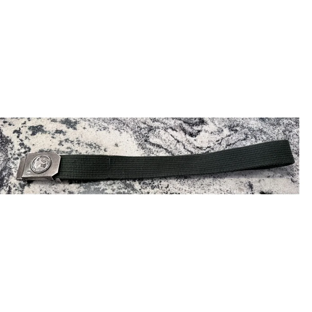 Vintage Military Style Olive Drab Canvas Web Belt‎ Silver Metal Box Buckle 32in