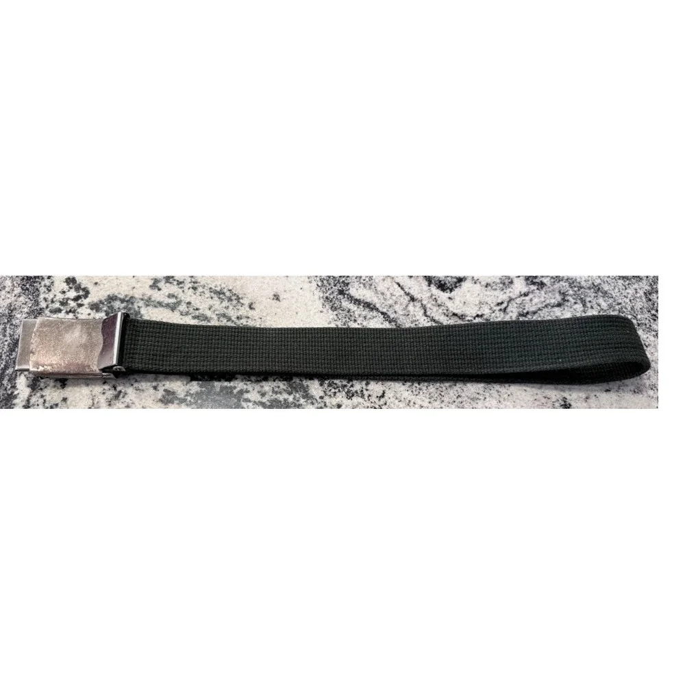 Vintage Military Style Olive Drab Canvas Web Belt‎ Silver Metal Box Buckle 32in
