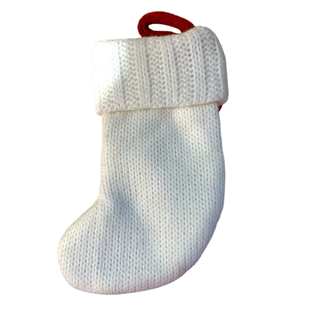 Letter X Wondershop Mini Christmas Stocking White Knit New