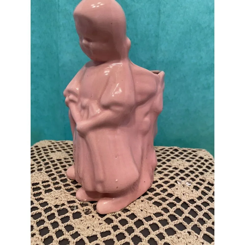 Antique 1940's Ceramic Art Flower Vase with Boy and Girl **Please See Last Photo