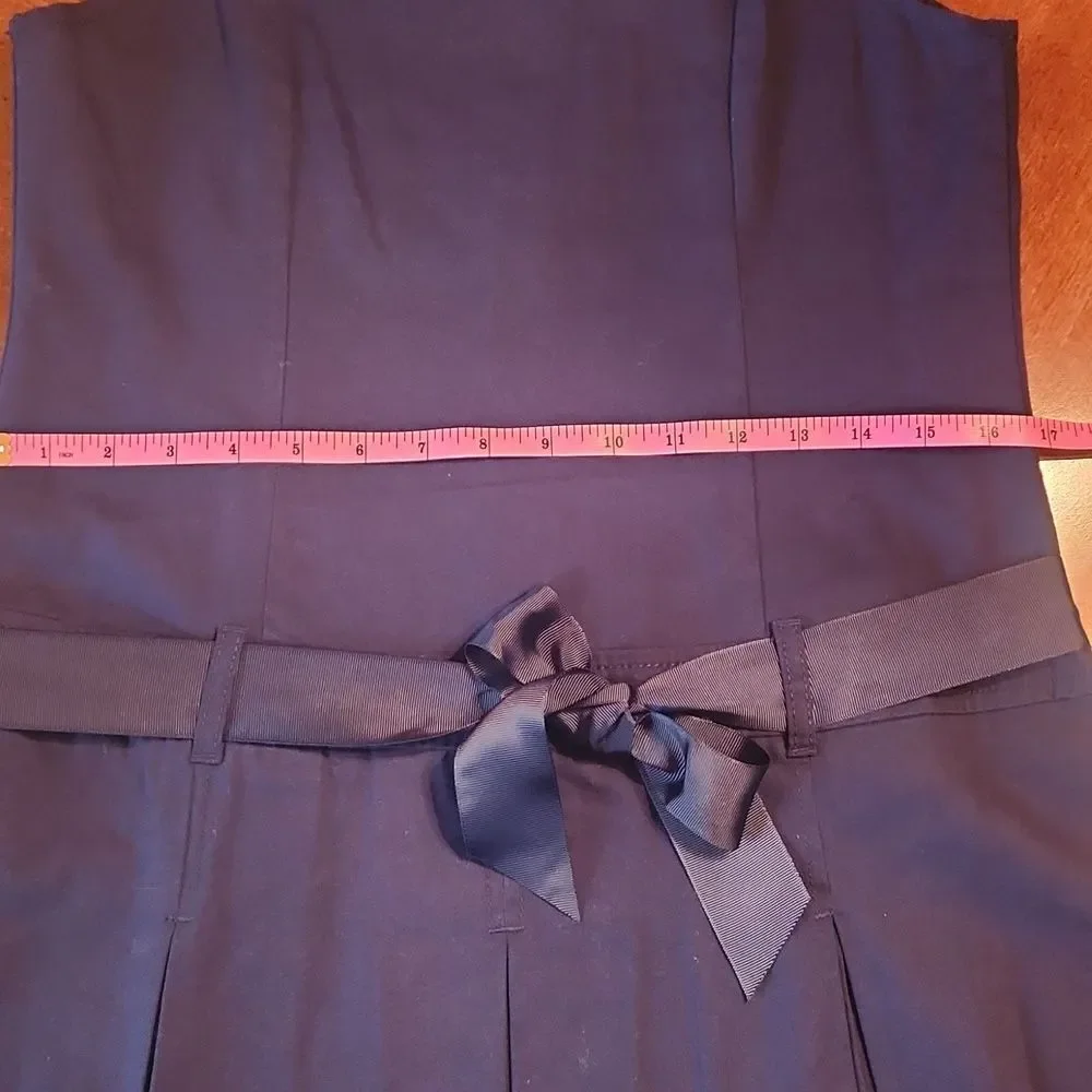 The Children’s Place Uniform Sleeveless Knee Length Bow Dress Size 16 Navy Blue