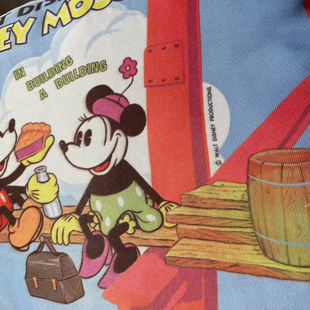 Vintage 1960s Disney Mickey Mouse Pillow Building A Building Throw RARE READ