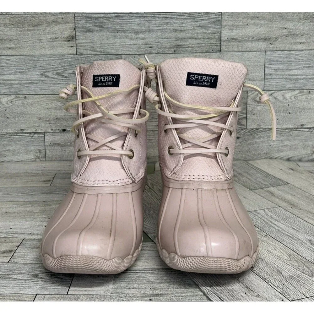 Sperry Girls Saltwater Duck‎ Boots, Blush, Big Kids 3M Pink Side Zipper Rubber