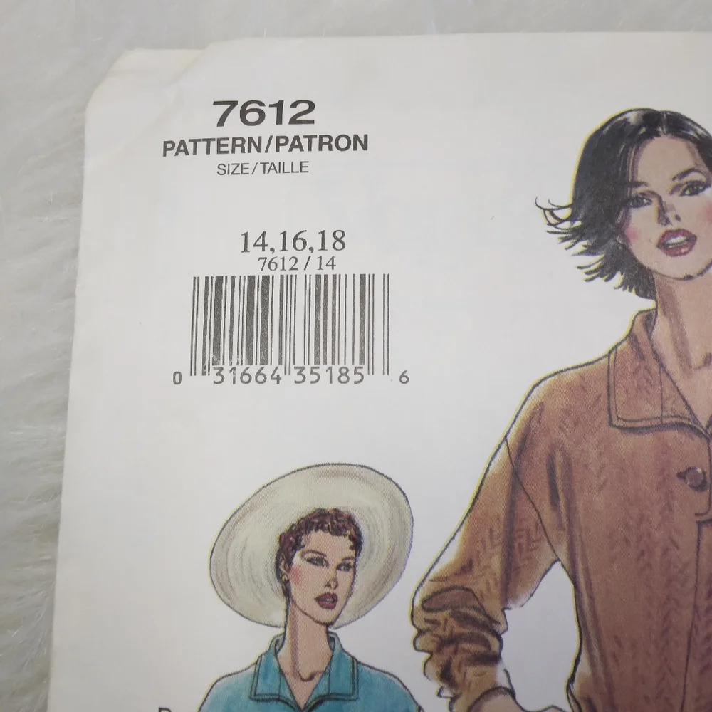 VOGUE 7612 Misses top w/ long-short sleeves, long-short skirt Size 14-16…
