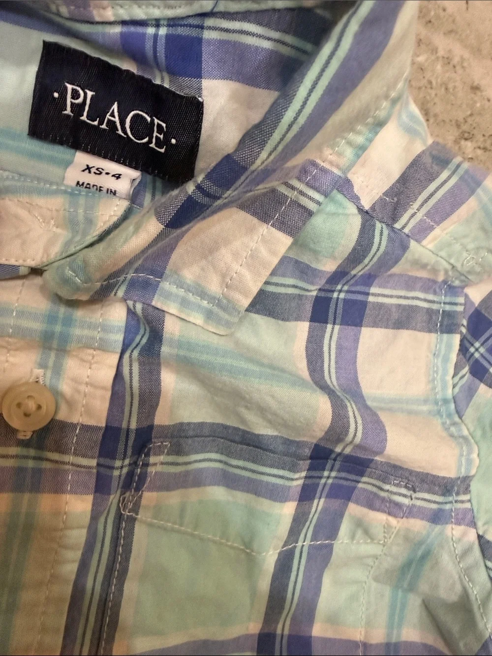 The Children's Place Blue & Teal Plaid Short Sleeve Button-Down