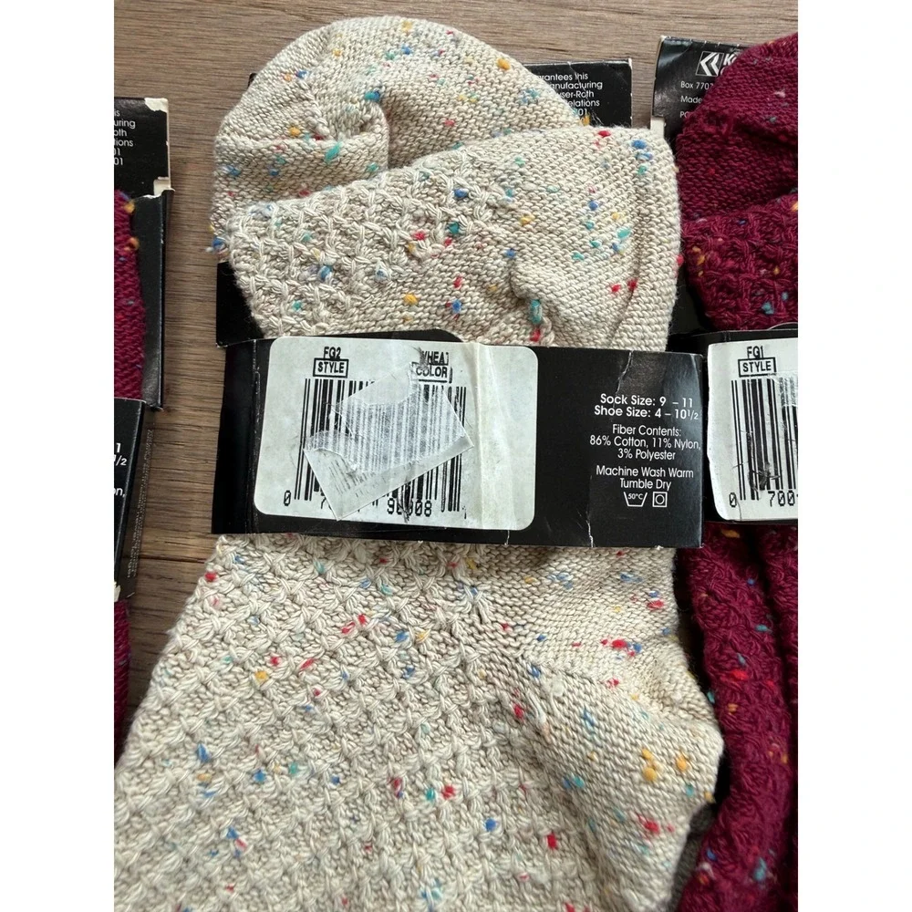 No Nonsense‎ Fashion Accents Rope Net Cuff Socks 3 Pair Bundle Confetti Nep VTG