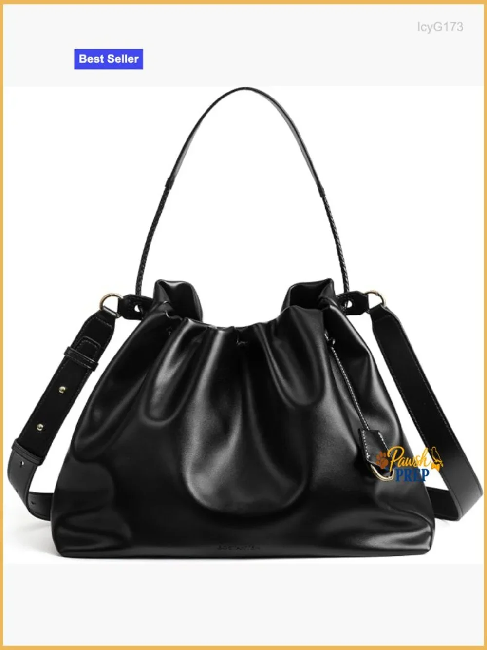Slouchy Hobo Bag Drawstring Closure Soft Crossbody Purse with 2 Straps