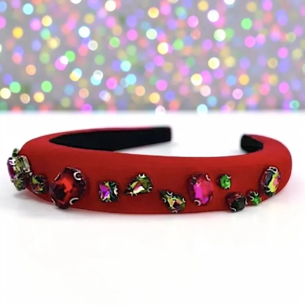ZAXIE by Stefanie Taylor - Padded Jewel Headband - RED MSRP $48