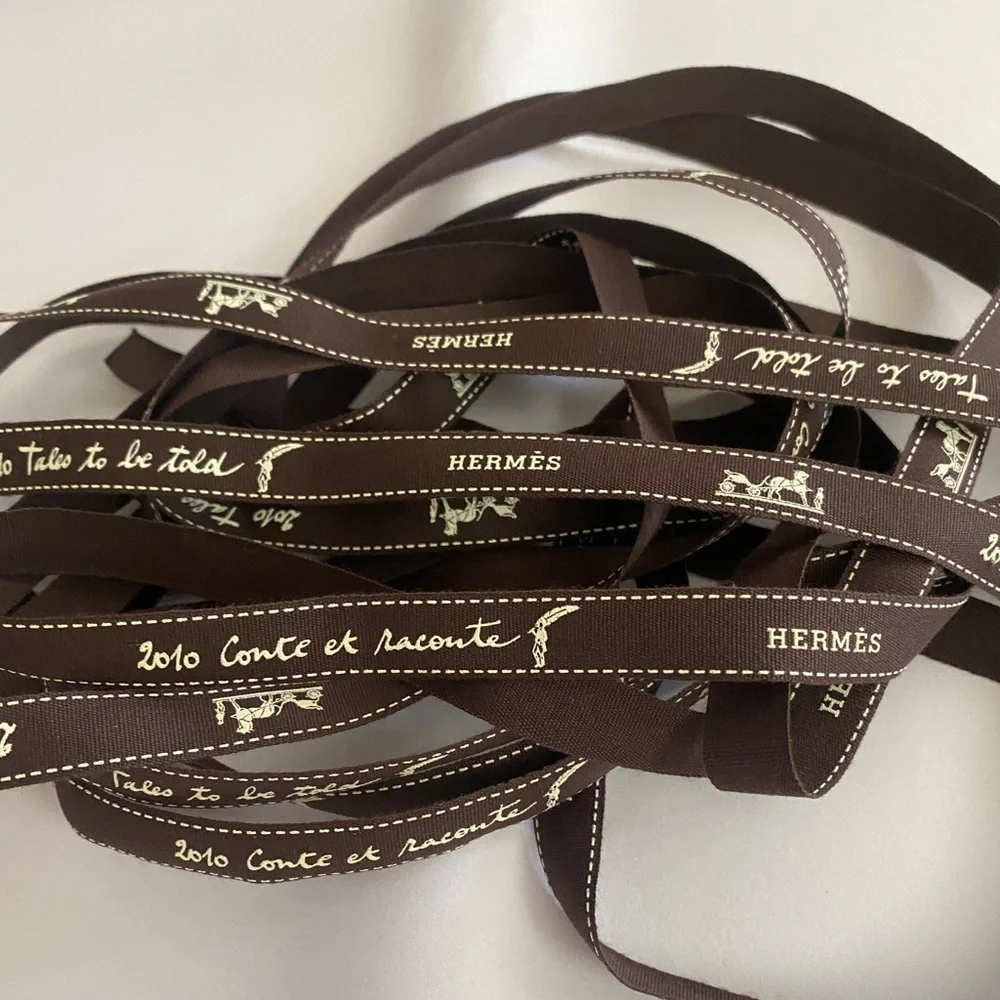 3 Yards Hermès Brown Logo Ribbon