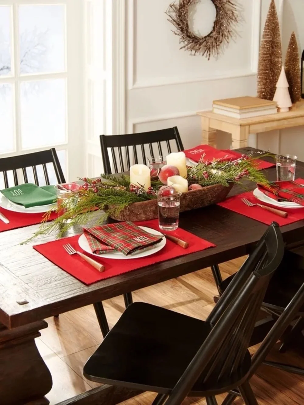 Holiday Red & Green Plaid Napkin and Placemat Set - Unbranded