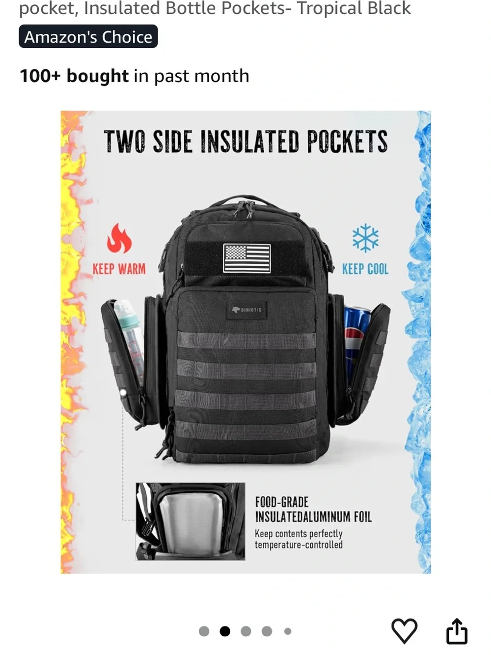 Dinictis Tactical Men's Backpack/Diaper Bag - Black