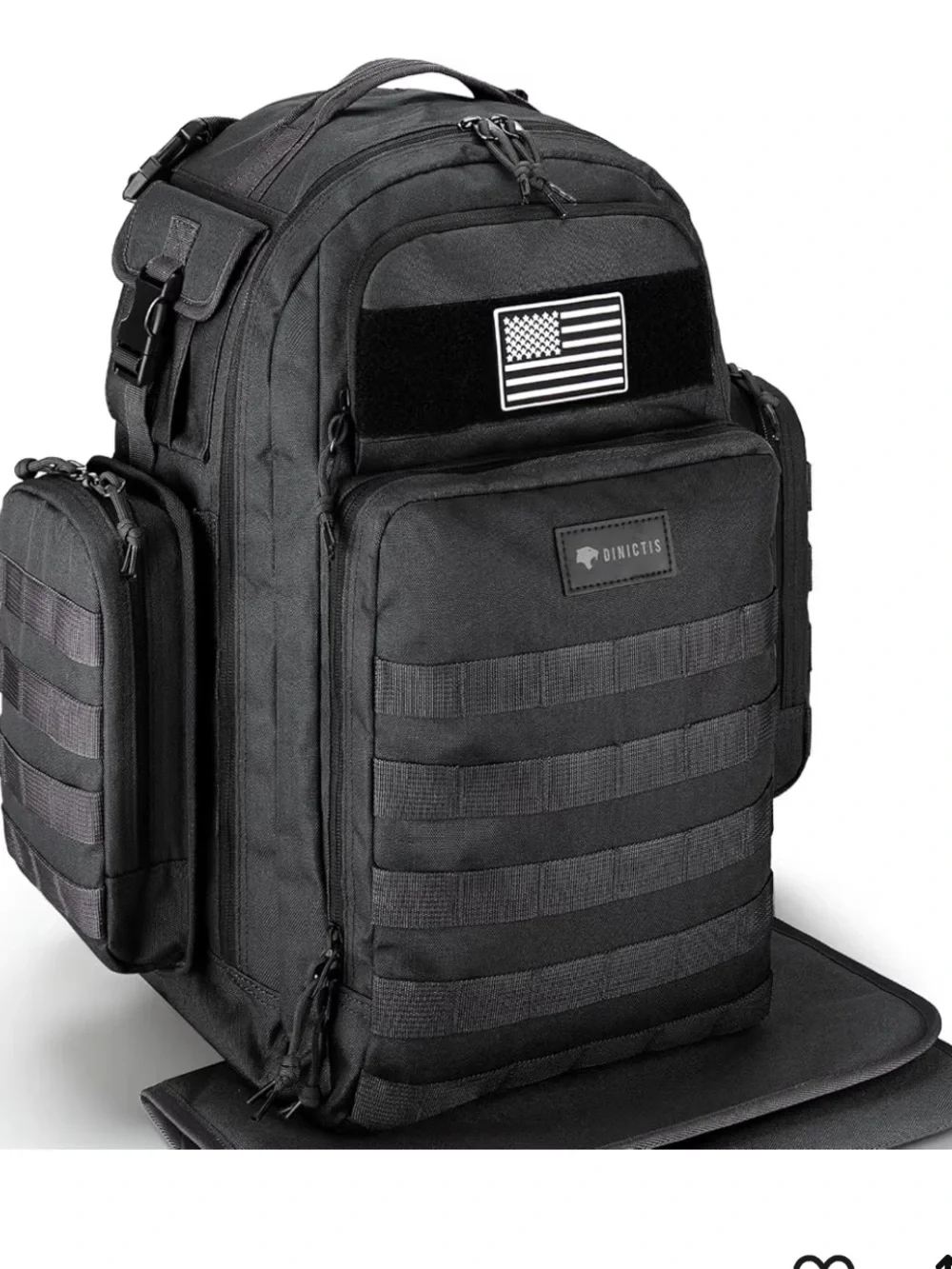 Dinictis Tactical Men's Backpack/Diaper Bag - Black