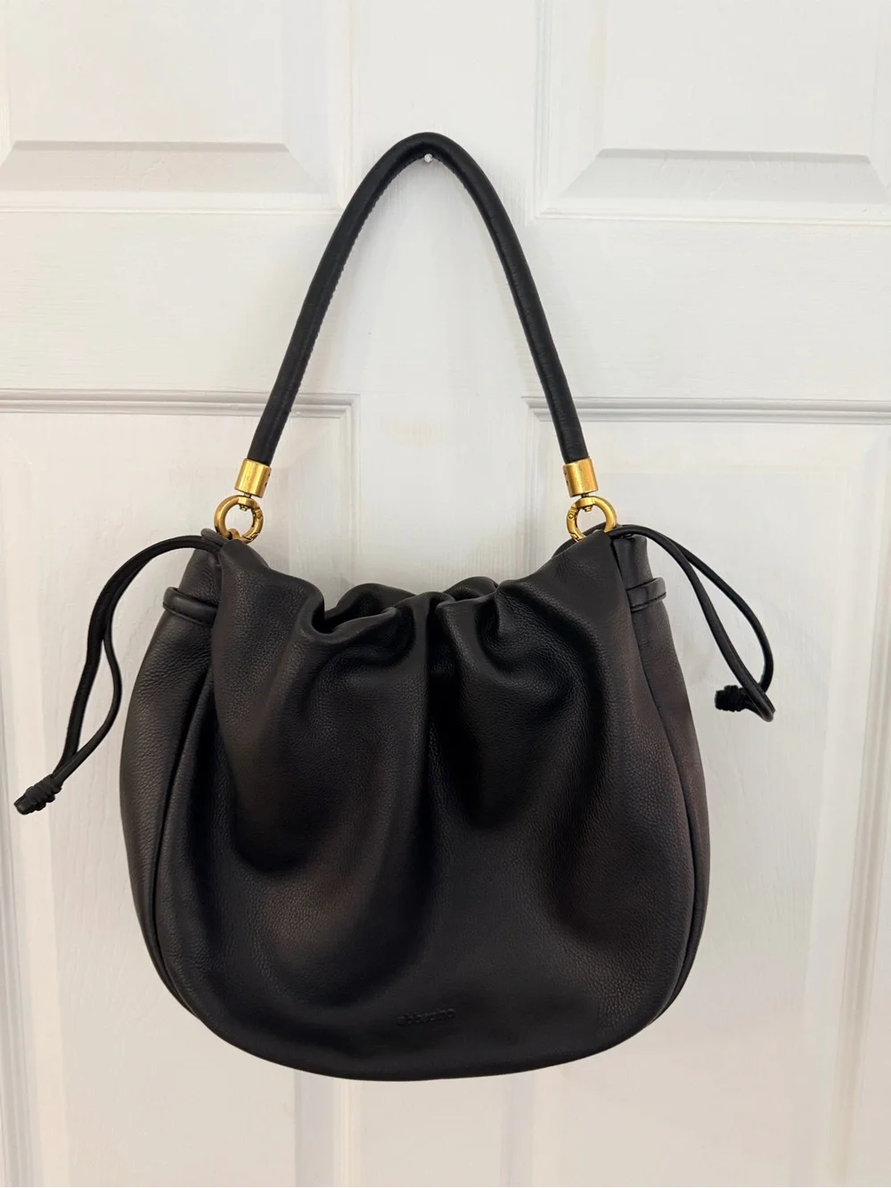 Abbicino Black Leather Hobo Bag with Gold Hardware - Women Bags