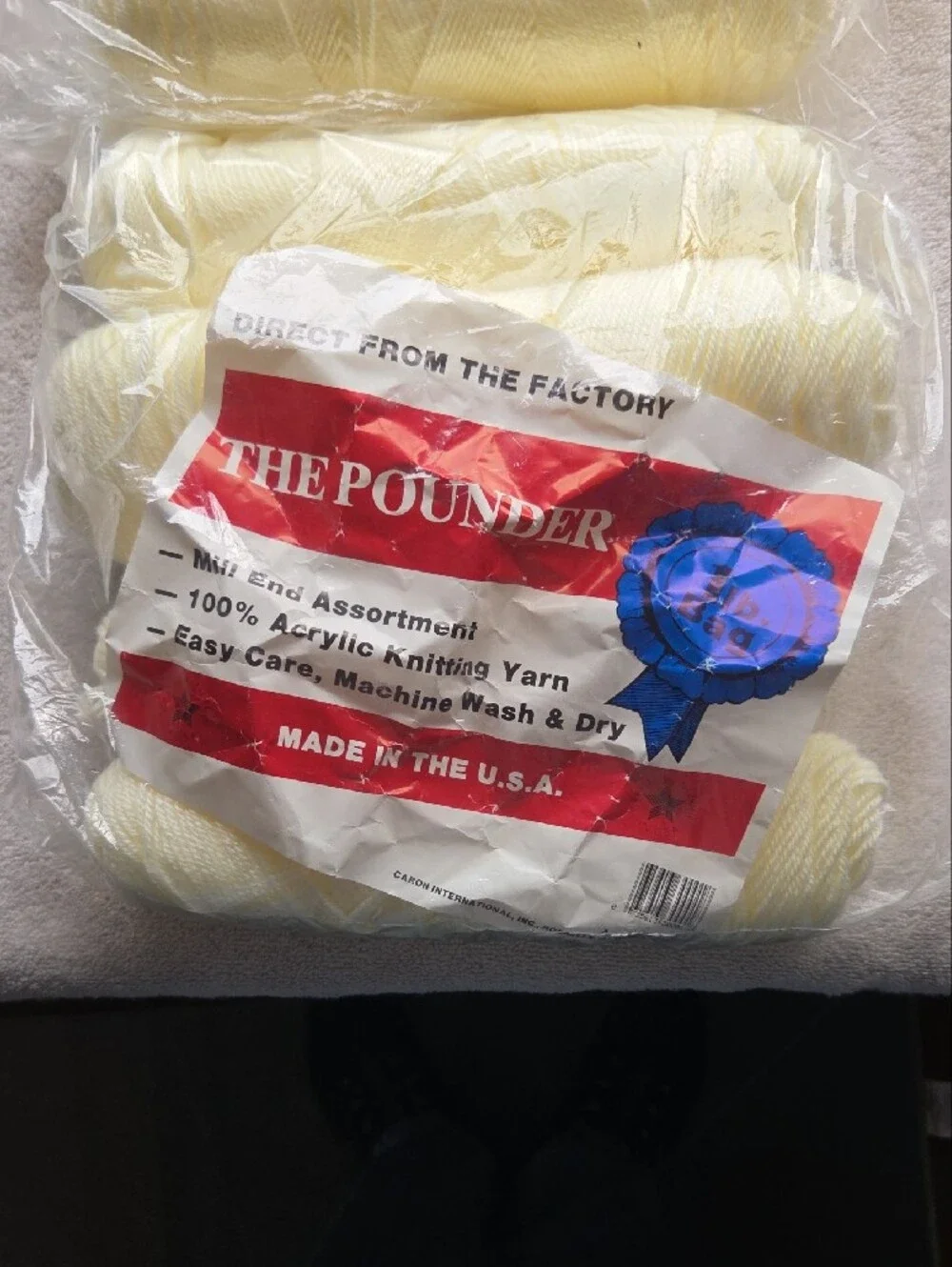 The Pounder, Mill End Assortment, Acrylic Knitting Yarn - Cream (6-Pack)