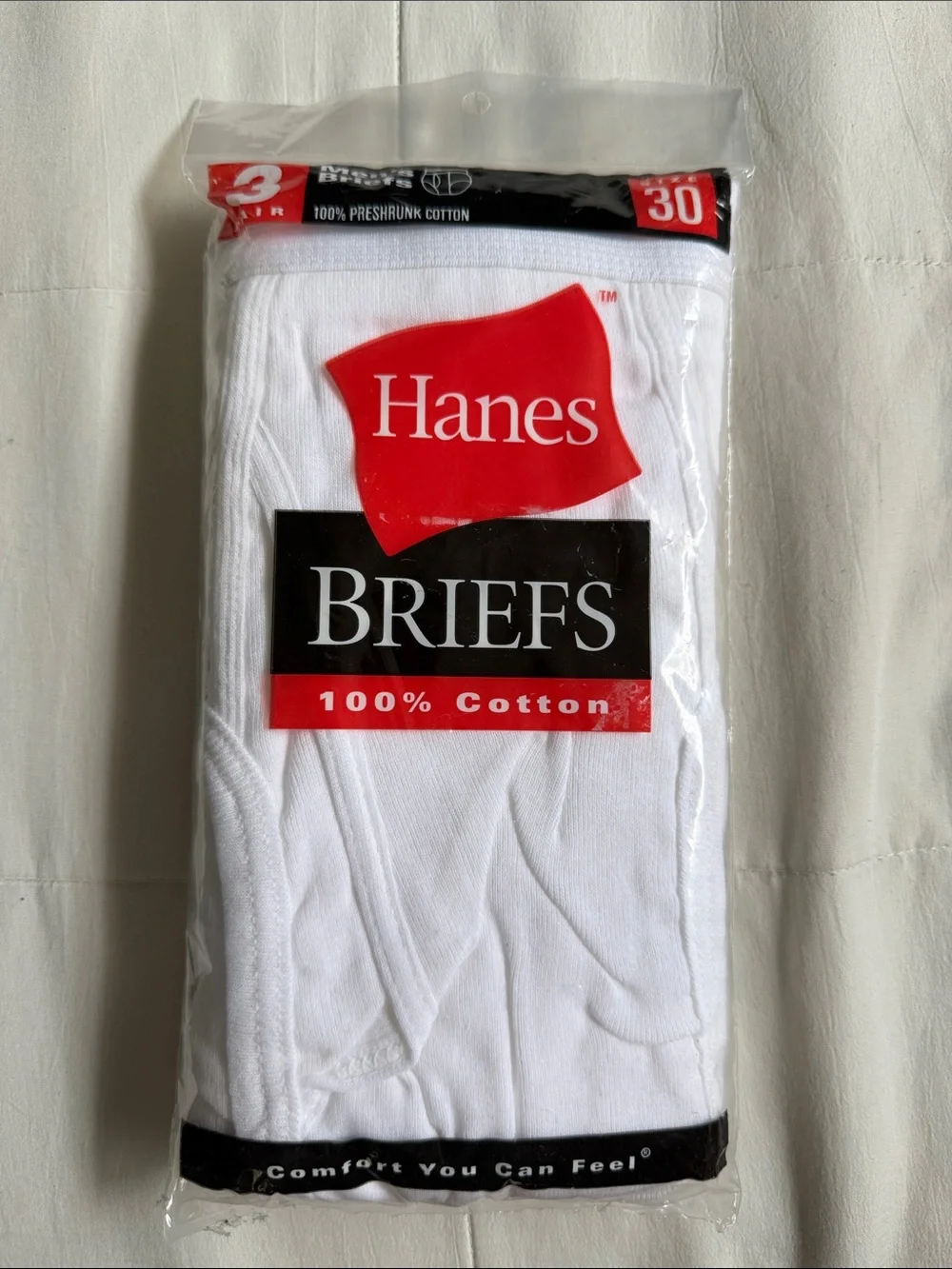 Hanes White 3-Pack Men's Cotton Briefs