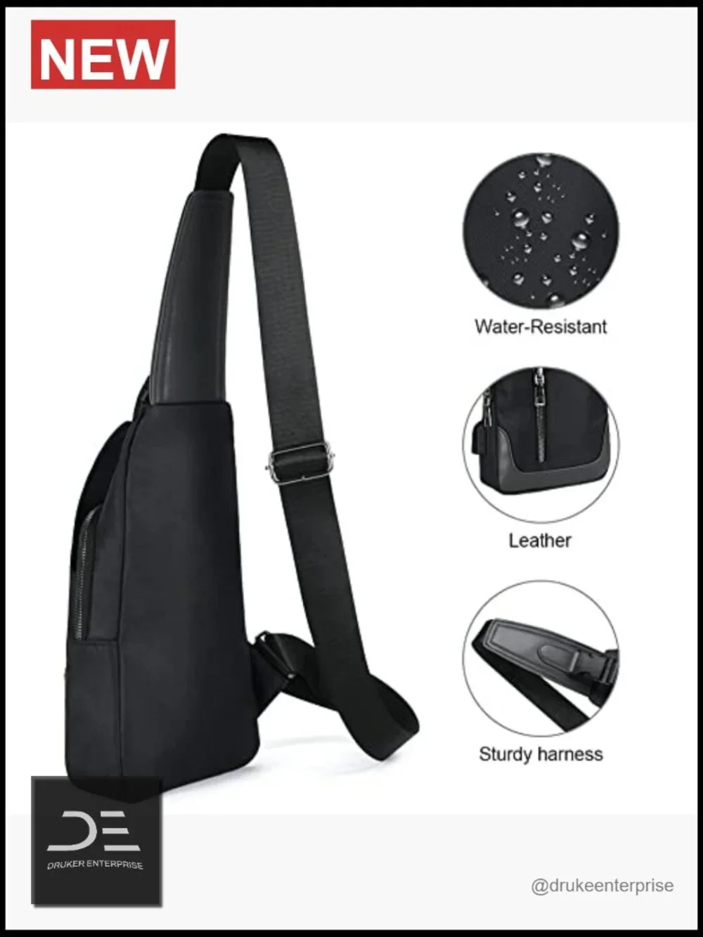 Sling Backpack with USB Charging Port, Oxford Fabric Crossbody Chest Bag for