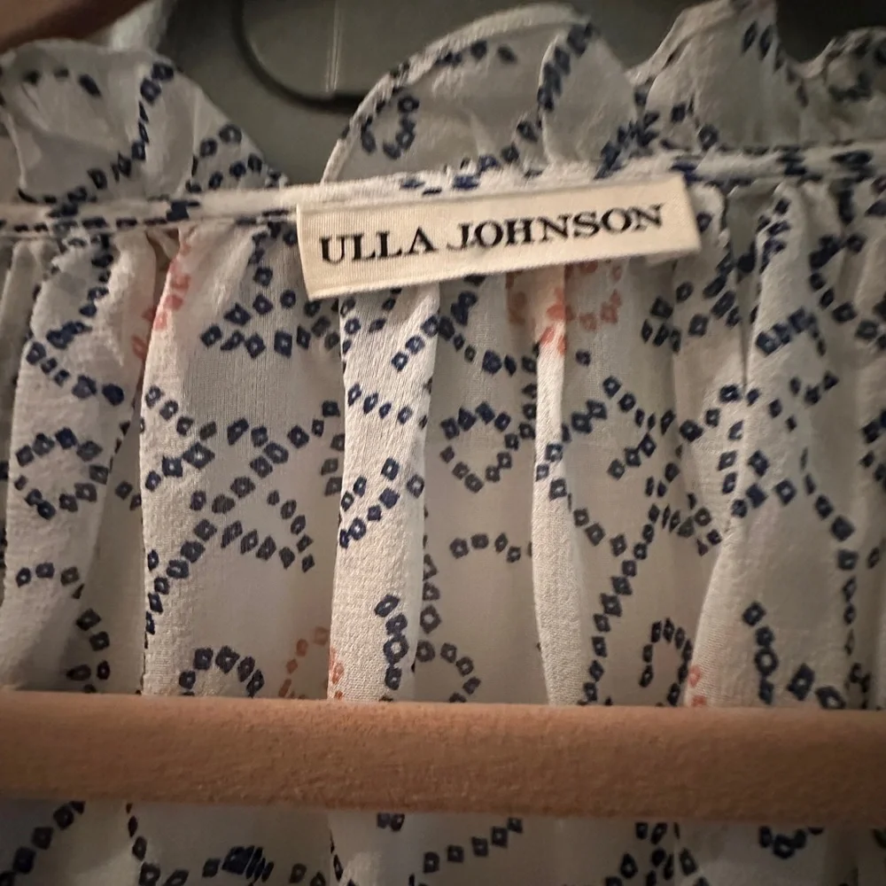 Ulla Johnson White Blouse with Navy and Blush Floral Print