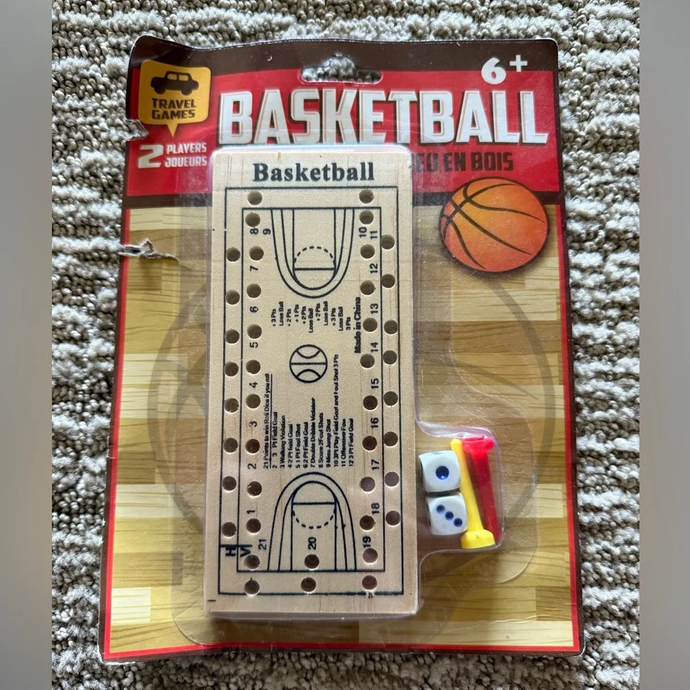 FREE W/ PURCHASE NWT Wooden Basketball Travel Game