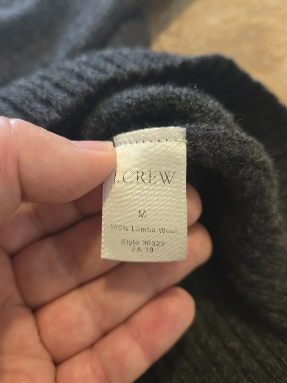 J. Crew Men’s Dark Charcoal Zip-Up Sweater