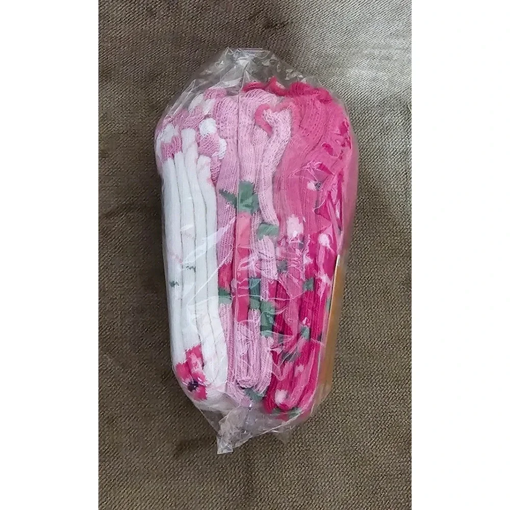 BabyLegs Organic Cotton Leg Warmers 3 Pack Pink Floral One Size Fits Most NEW