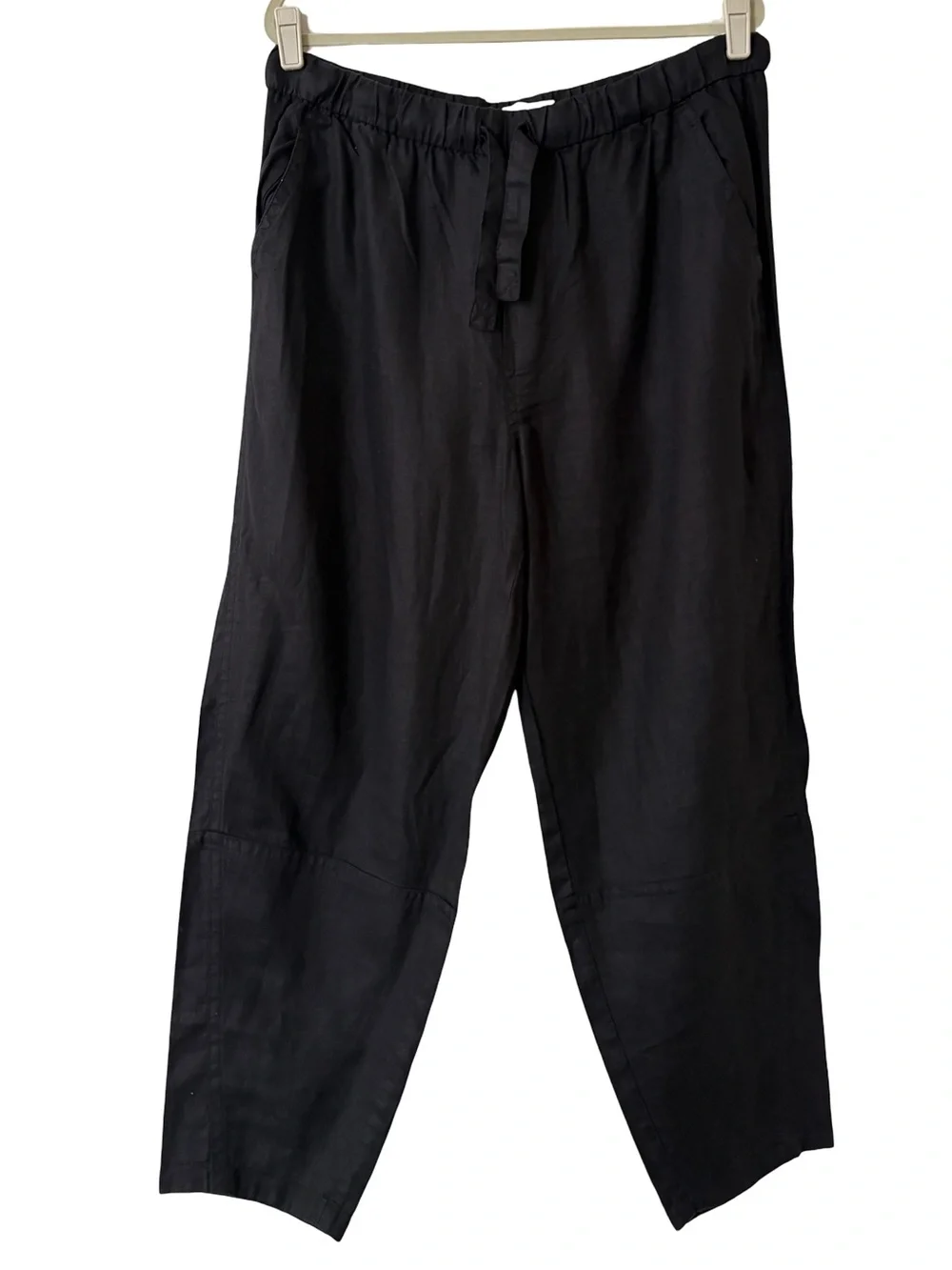 Everlane The Linen Pull-On Barrel Pant Black European Flax Size XL