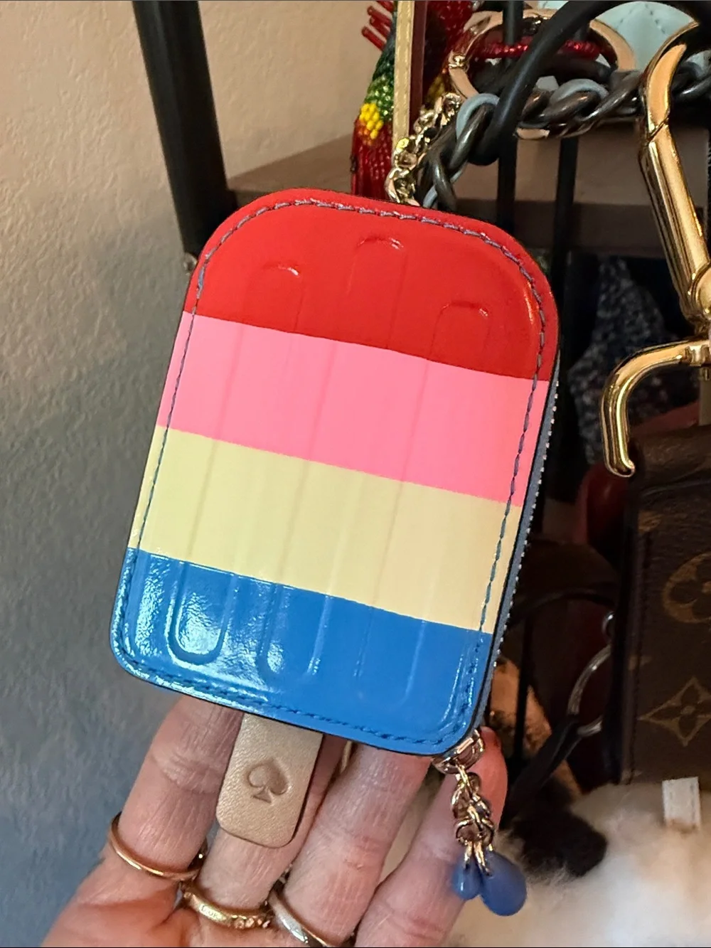 Kate Spade ♠️ Colorblock Popsicle Key Pouch - Red Pink Yellow Blue