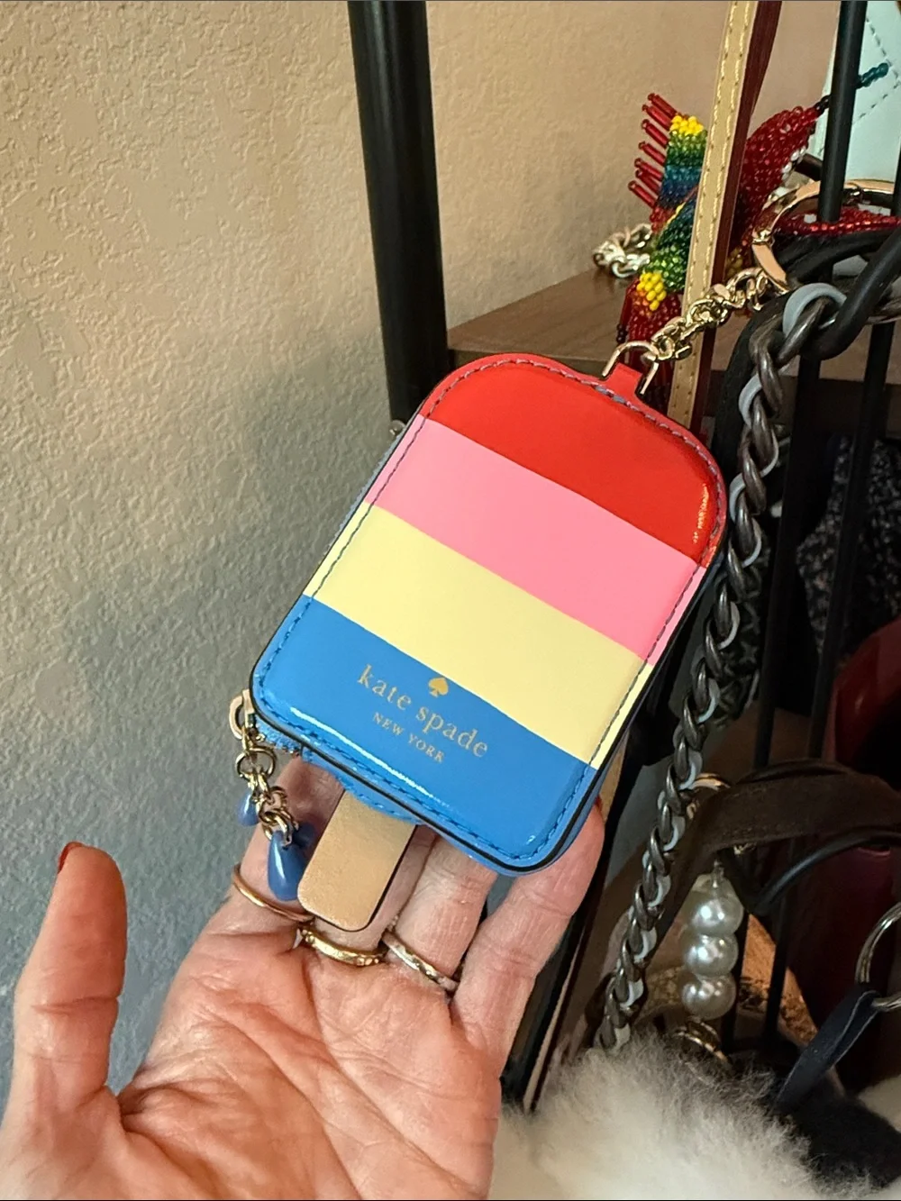 Kate Spade ♠️ Colorblock Popsicle Key Pouch - Red Pink Yellow Blue