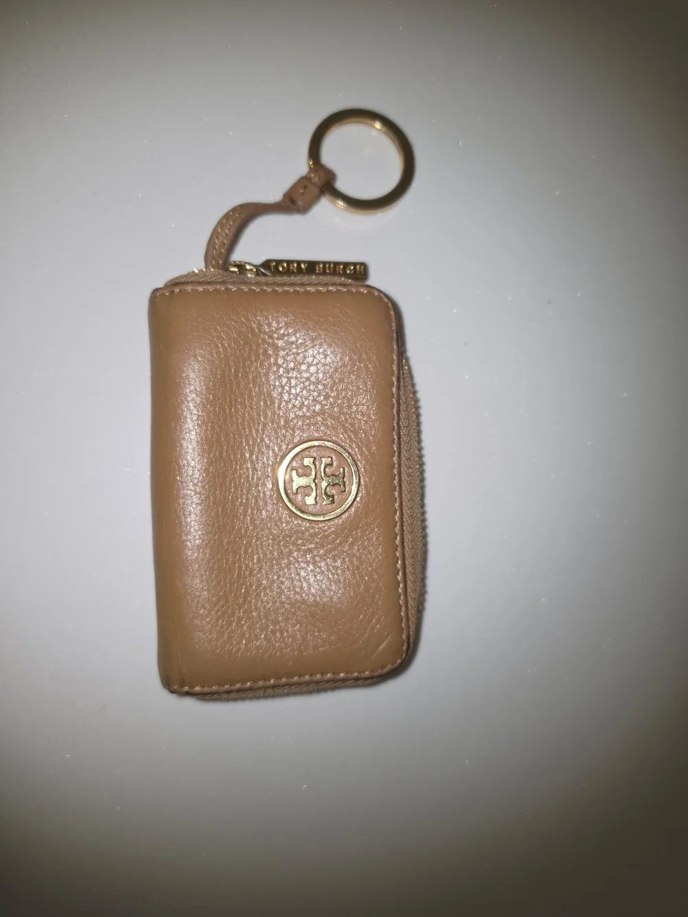 Tory Burch Brown Leather Zip Key Case
