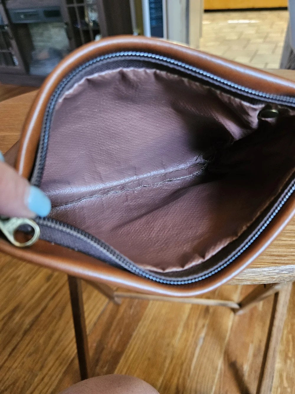 Vintage FS Originals Brown Leather Clutch Pouch 8x5 Zip Organizer Cosmetic Bag