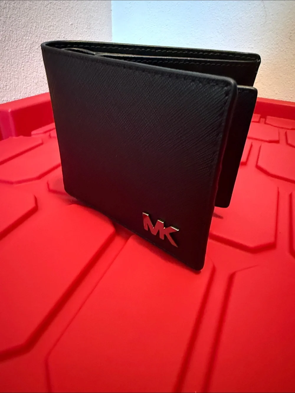 Michael Kors Black Leather Bifold Wallet with MK Logo