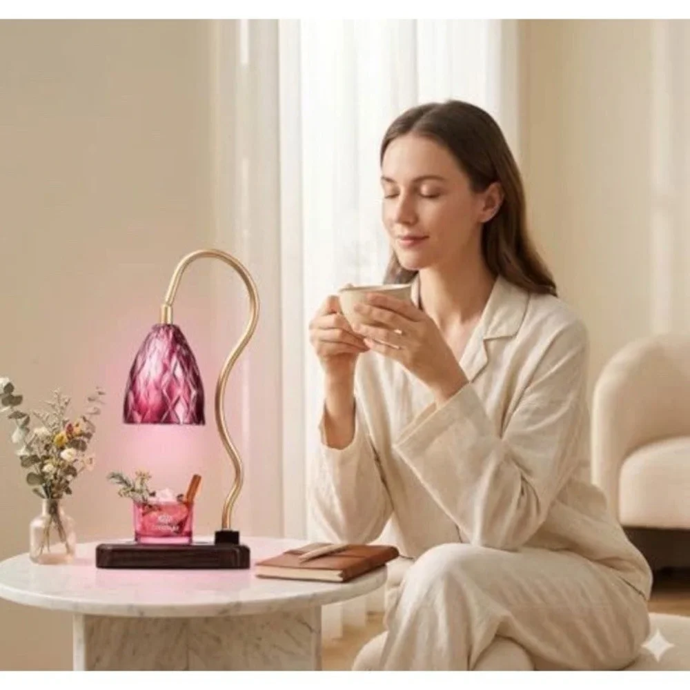 (b34/32)new Crystal Candle Warmer Lamp with Real Rose Quartz ( Oil Not Include)