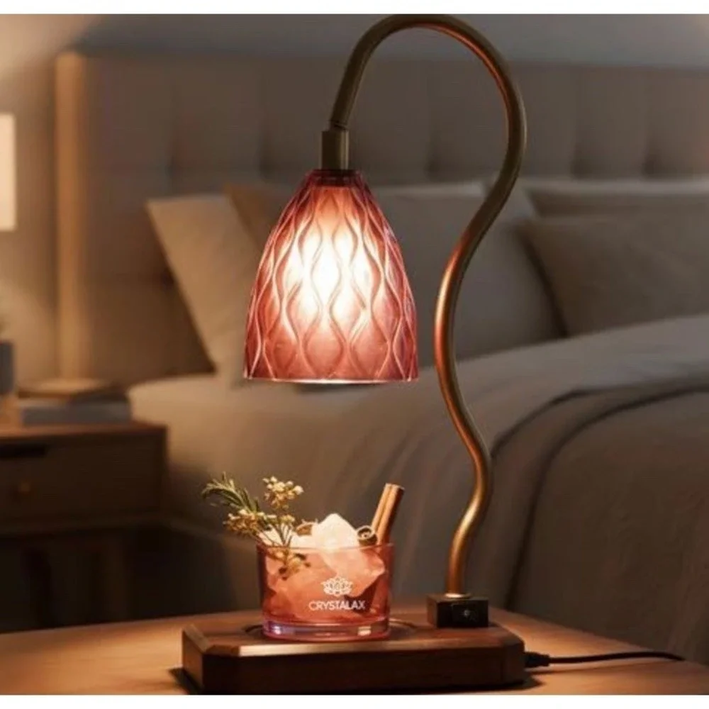 (b34/32)new Crystal Candle Warmer Lamp with Real Rose Quartz ( Oil Not Include)