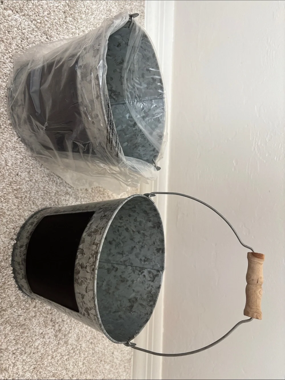 Black and Galvanized Metal Decorative Planter Bucket set - Home Accents