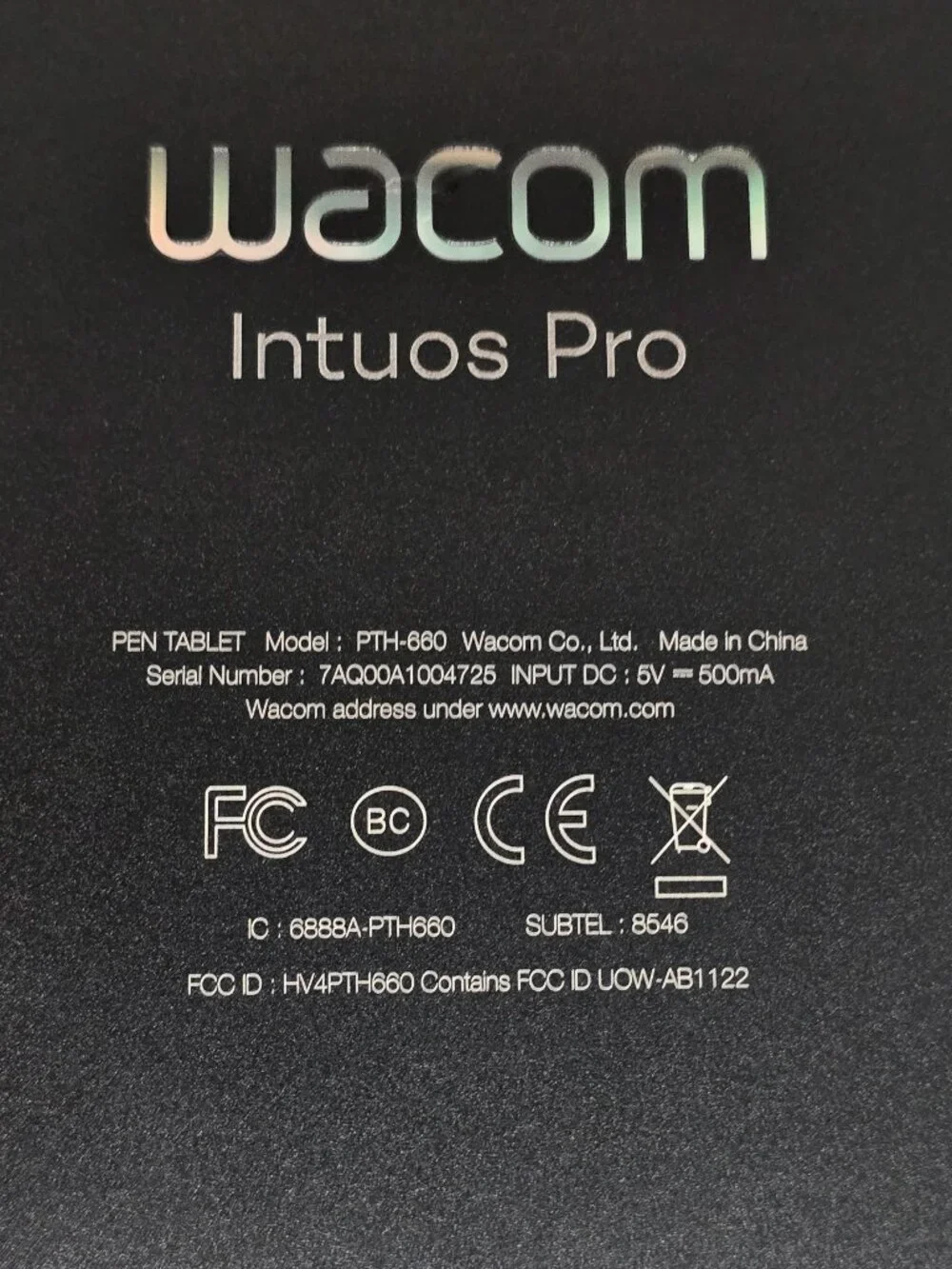 wacom intuous pro pen drawing tablet Model PTH-660